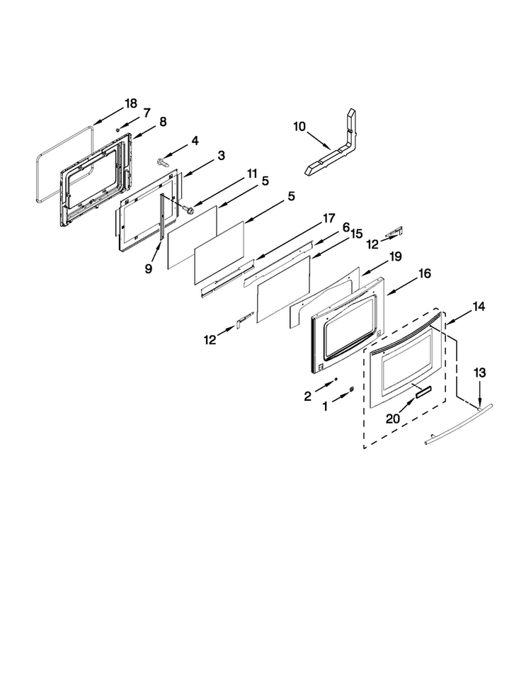 Door Parts Diagram and Parts List for JES9860CCS02  Jenn-Air Range