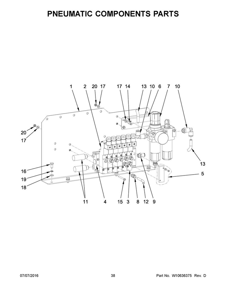 Pneumatic Components Parts Diagram and Parts List for MFS230PAVS  Maytag Washer