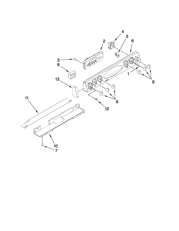 Control Panel Parts Diagram and Parts List for MEP5775BAB19  Maytag Range
