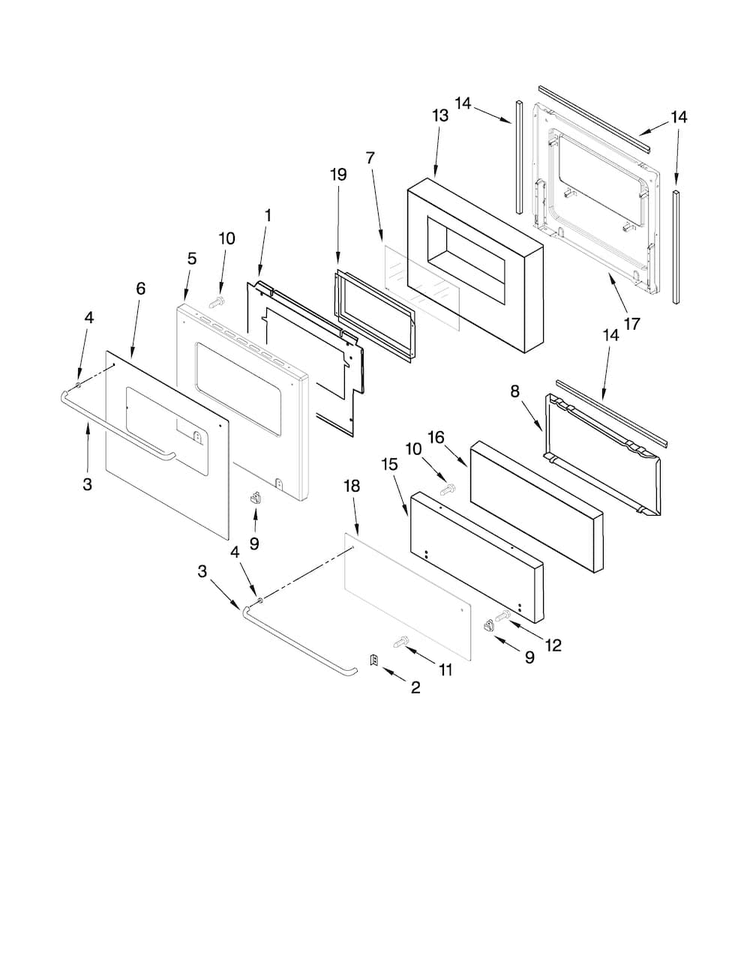 Oven Door Parts Diagram and Parts List for CWG3100AAE29  Maytag Wall Oven