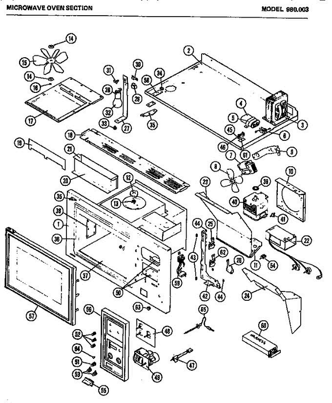 03 - Microwave Oven Diagram and Parts List for 980003  Litton Range