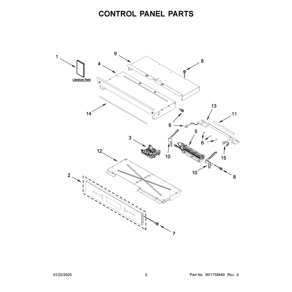 Control Panel Parts Diagram and Parts List for JOEDC530RM00  Jenn-Air Wall Oven