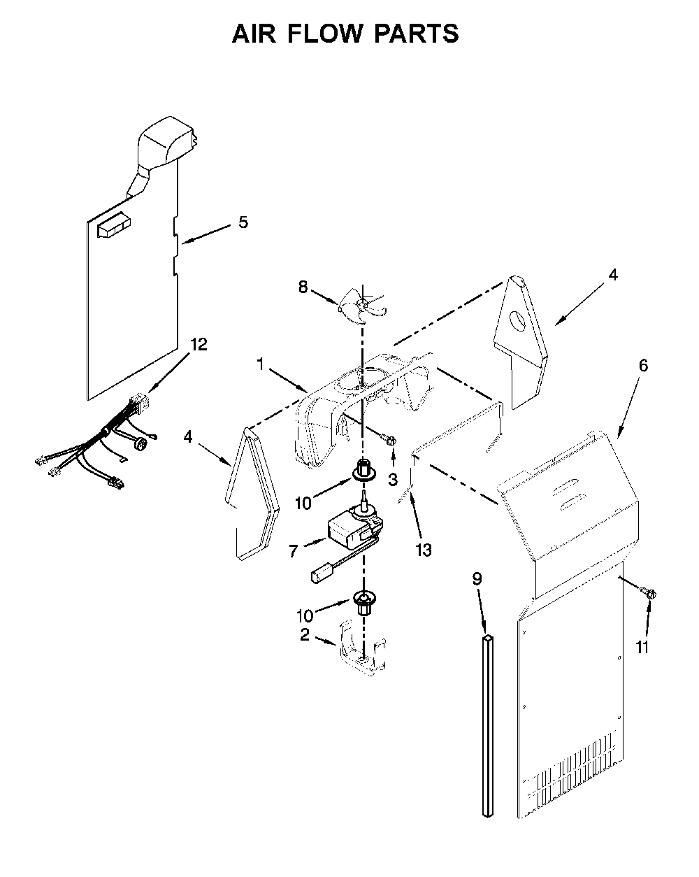 Air Flow Parts Diagram and Parts List for 1064651335710  Kenmore Refrigerator