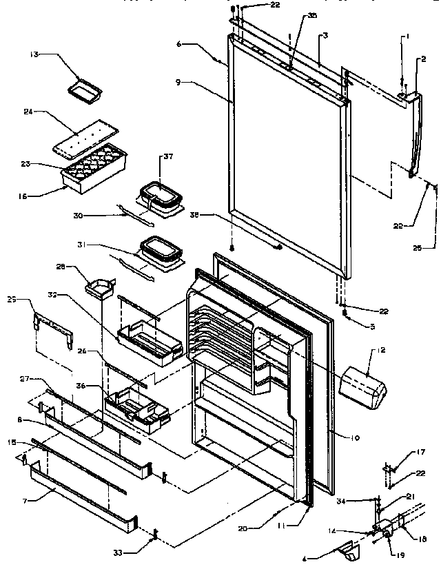 Refrigerator Door Diagram and Parts List for TXI18R2-P1179501W  Amana Refrigerator