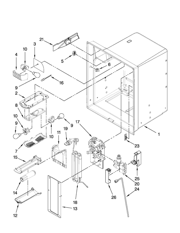 Refrigerator Liner Parts Diagram and Parts List for MFI2269VEB2  Maytag Refrigerator