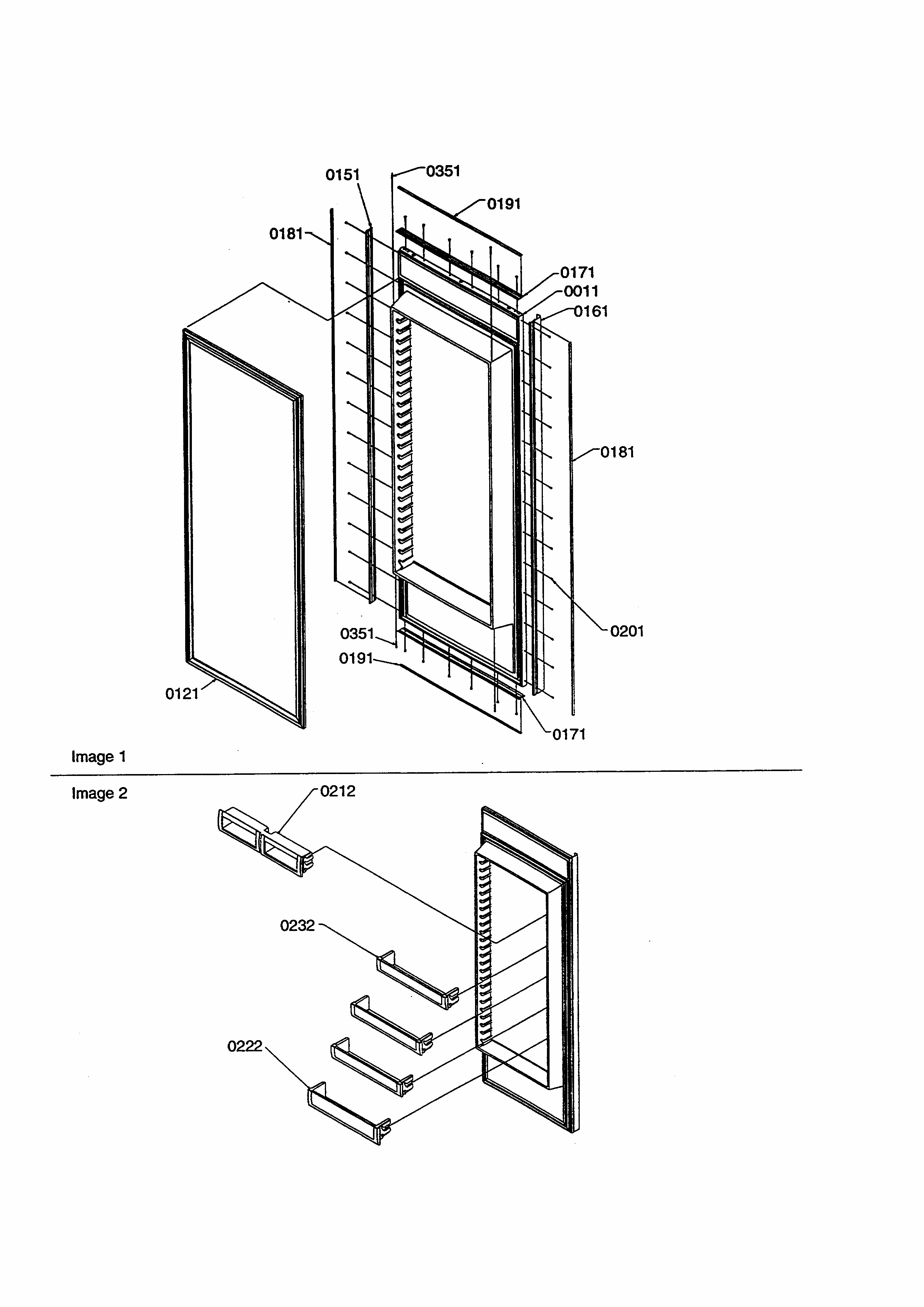 Refrigerator Door Diagram and Parts List for S148DA03-P1305601W  Amana Refrigerator