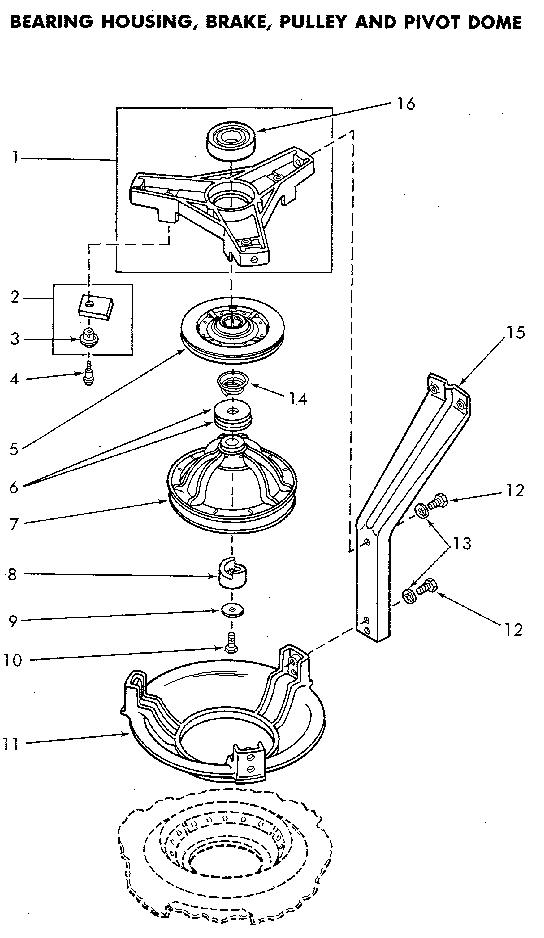 Bearing Housing And Brake Diagram and Parts List for NA3812L33638  Speed Queen Washer