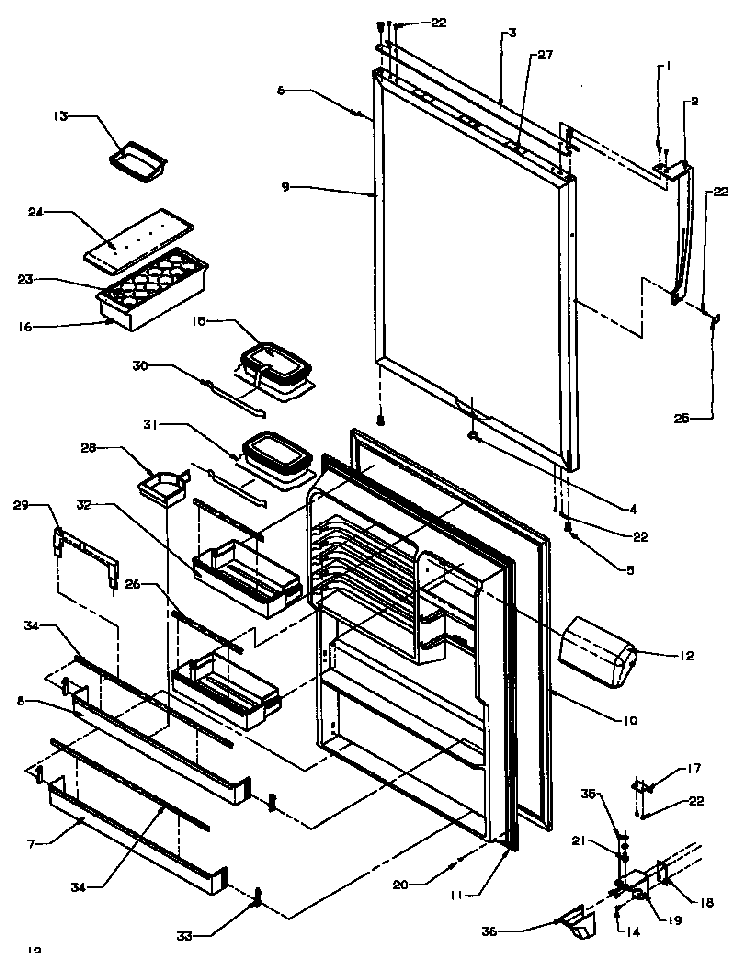 Refrigerator Door Diagram and Parts List for TG18R2-P1181701WW  Amana Refrigerator
