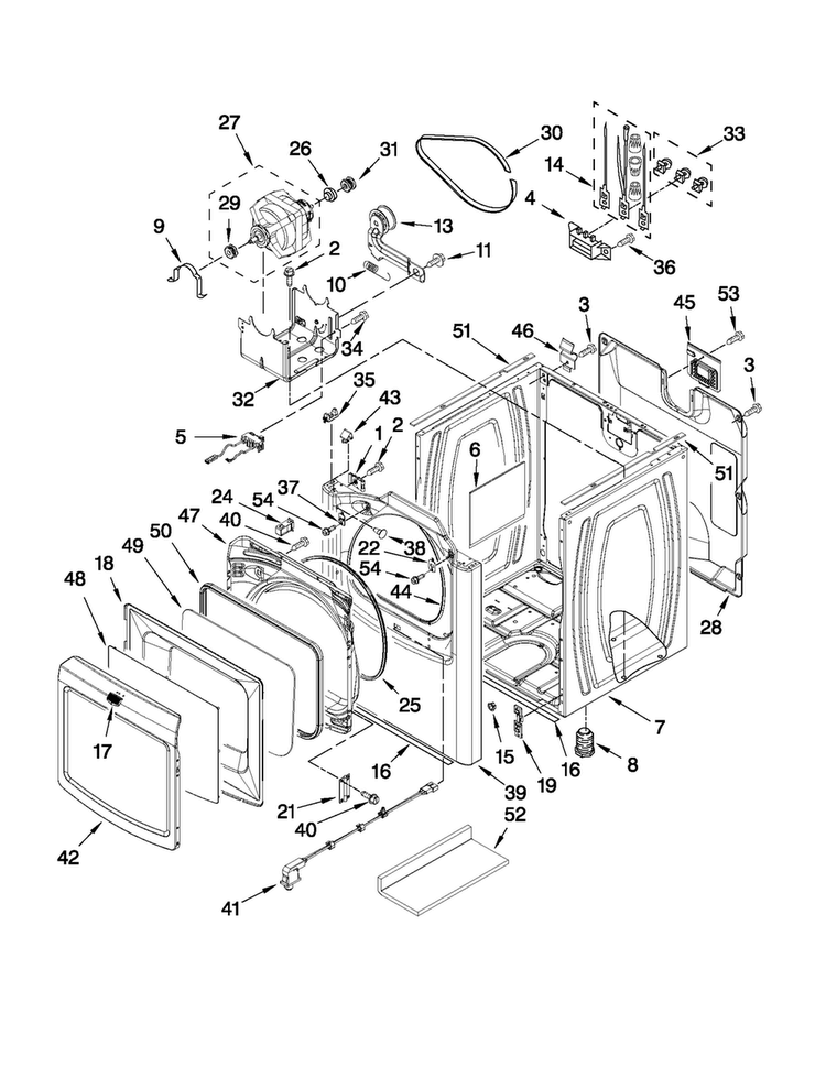 Cabinet Parts Diagram and Parts List for MEDB950YW0  Maytag Dryer
