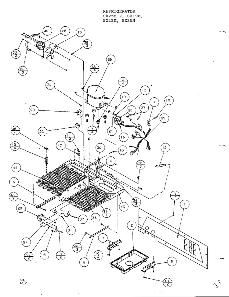 Machine Compartment/panasonic Compress Diagram and Parts List for SX22M  Amana Refrigerator
