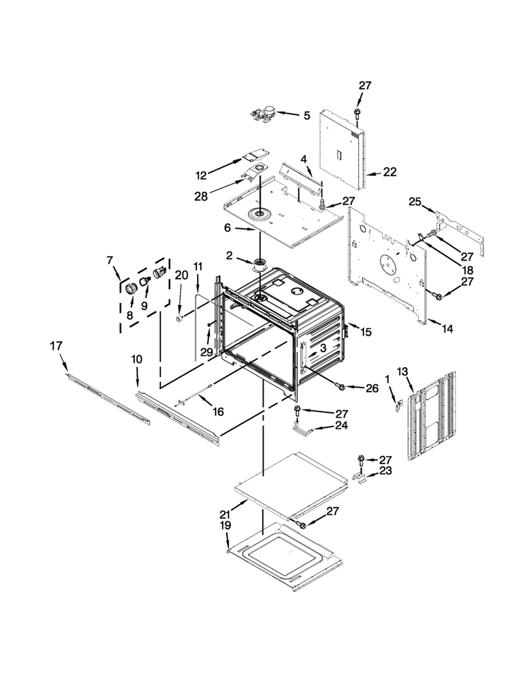 Upper Oven Parts Diagram and Parts List for MEW7630AB02  Maytag Wall Oven