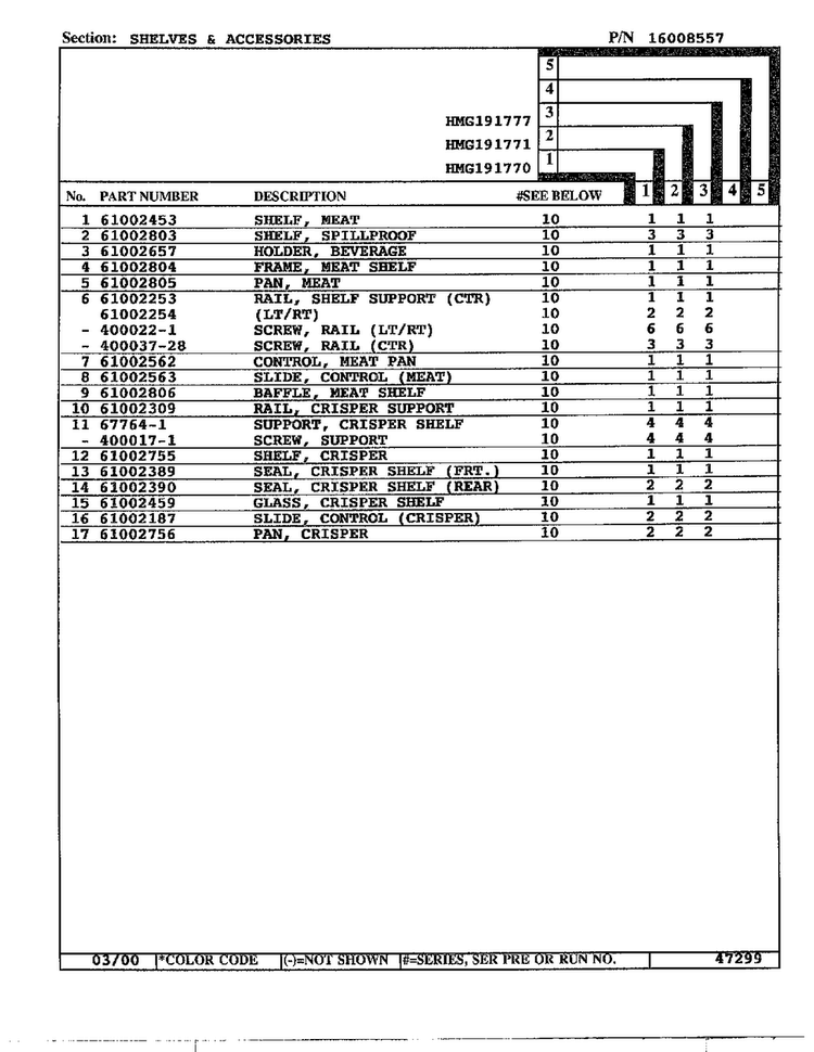 Shelves/accessories Page 2 Diagram and Parts List for HMG191770  Admiral Refrigerator