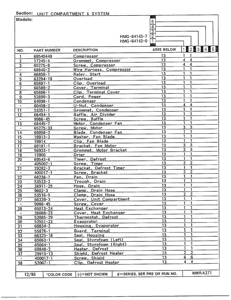 Unit Compartment And System Page 2 Diagram and Parts List for 64143-0  Admiral Refrigerator