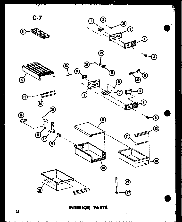 Interior Parts Diagram and Parts List for TC18D-L-P74660-5WL  Amana Refrigerator