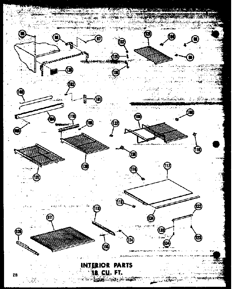 Interior Parts 18 Cu. Ft. Diagram and Parts List for T16W-P60303-53W  Amana Refrigerator