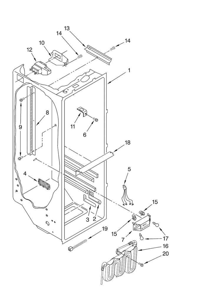 Refrigerator Liner Parts Diagram and Parts List for ASD2522WEB00  Amana Refrigerator