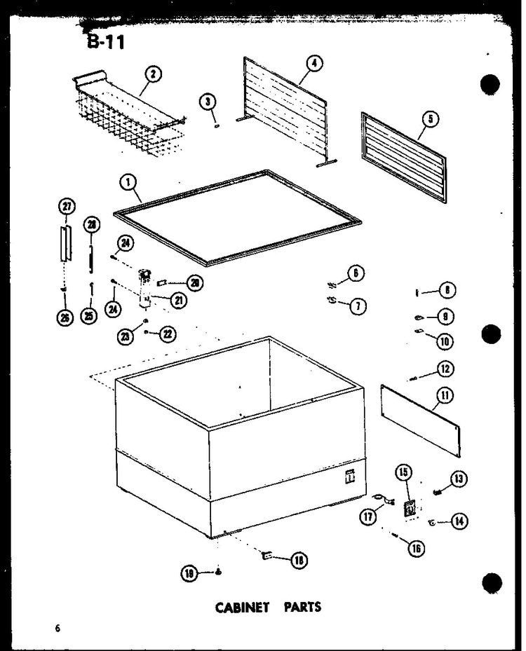 Cabinet Parts Diagram and Parts List for C15B-1 P73980-19W Amana Freezer