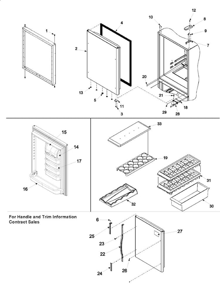 Refrigerator Door Diagram and Parts List for XRBR206BB0  Amana Refrigerator