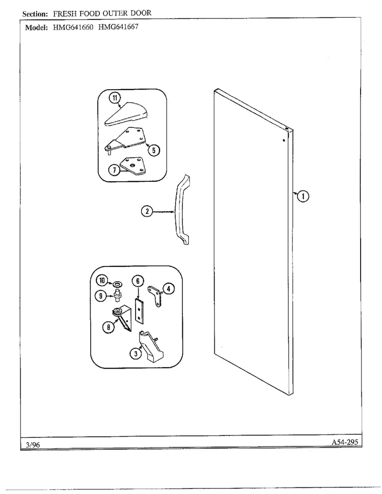 Fresh Food Outer Door Diagram and Parts List for HMG-641670  Admiral Refrigerator