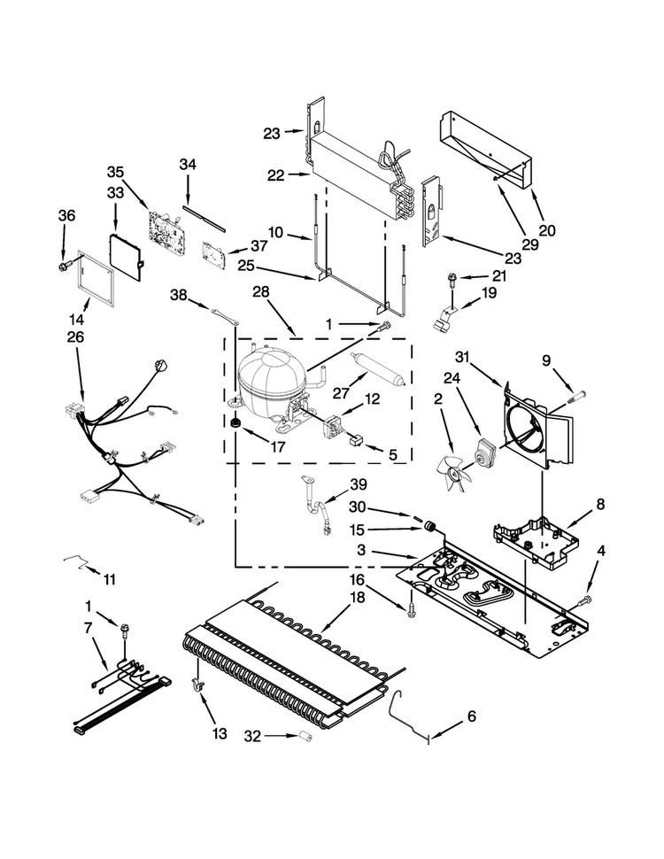 Unit Parts Diagram and Parts List for JFC2290RTB00  Jenn-Air Refrigerator