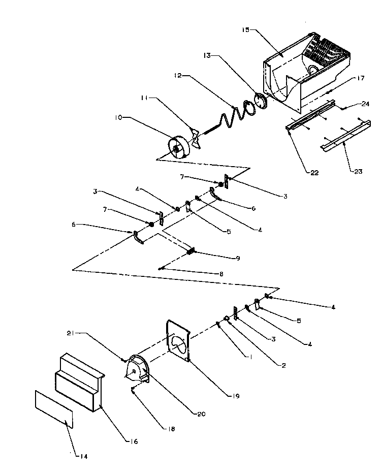 Crushed Ice Bucket Diagram and Parts List for SPD22NL-P1181306WL  Amana Refrigerator