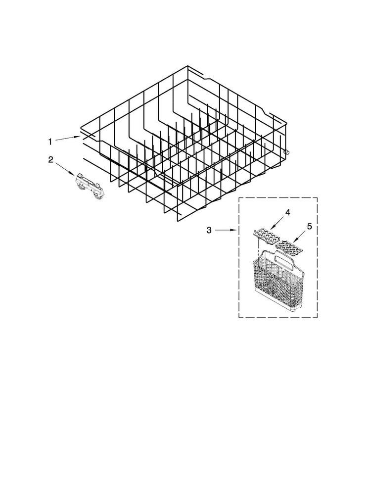 Lower Rack Parts Diagram and Parts List for ADB1400AWB3  Amana Dishwasher