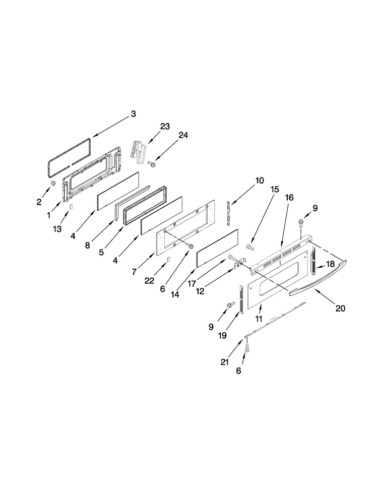 Upper Door Parts Diagram and Parts List for MGR6775BDB19  Maytag Range