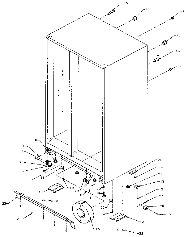 Drain And Rollers Diagram and Parts List for SXD27N-P1162411W  Amana Refrigerator
