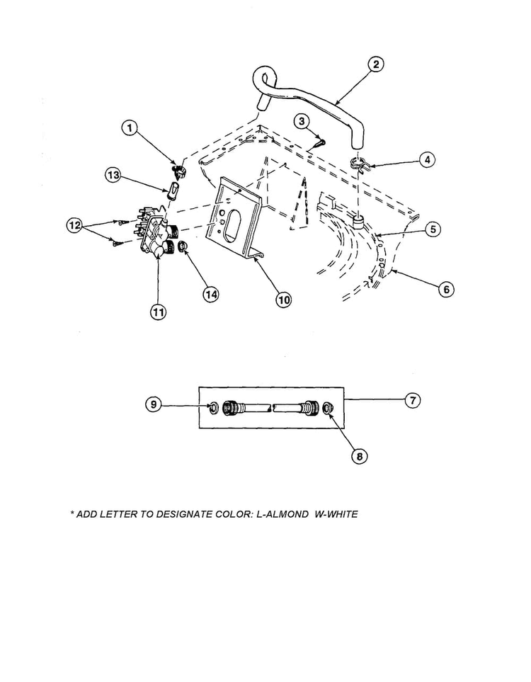 Inlet Hose/fill Hose Diagram and Parts List for CW8203W2-PCW8203W2B  Crosley Washer