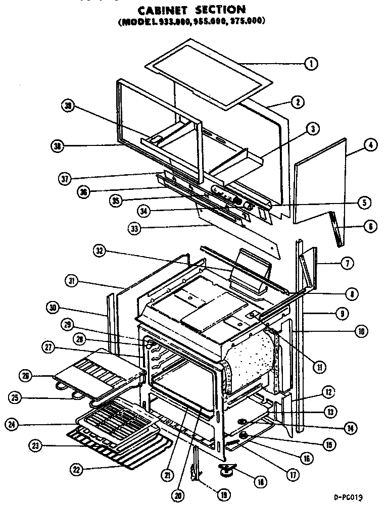 01 - CABINET Diagram and Parts List for 975000  Maytag Microwave Oven Combo