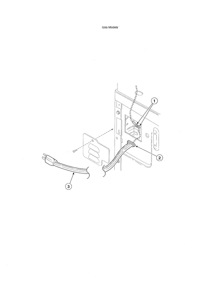 Lead-in Cord Gas Models Diagram and Parts List for ADE30RGS171TW01  Speed Queen Dryer