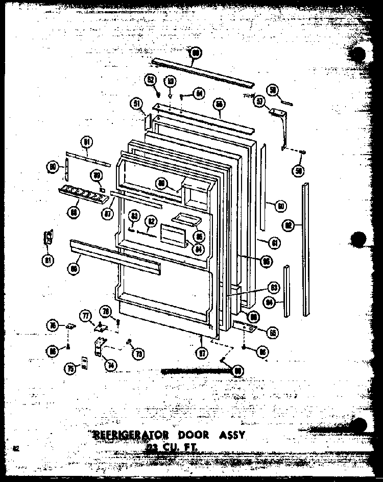 Section 1 Diagram and Parts List for TD20W-P60303-62W  Amana Refrigerator