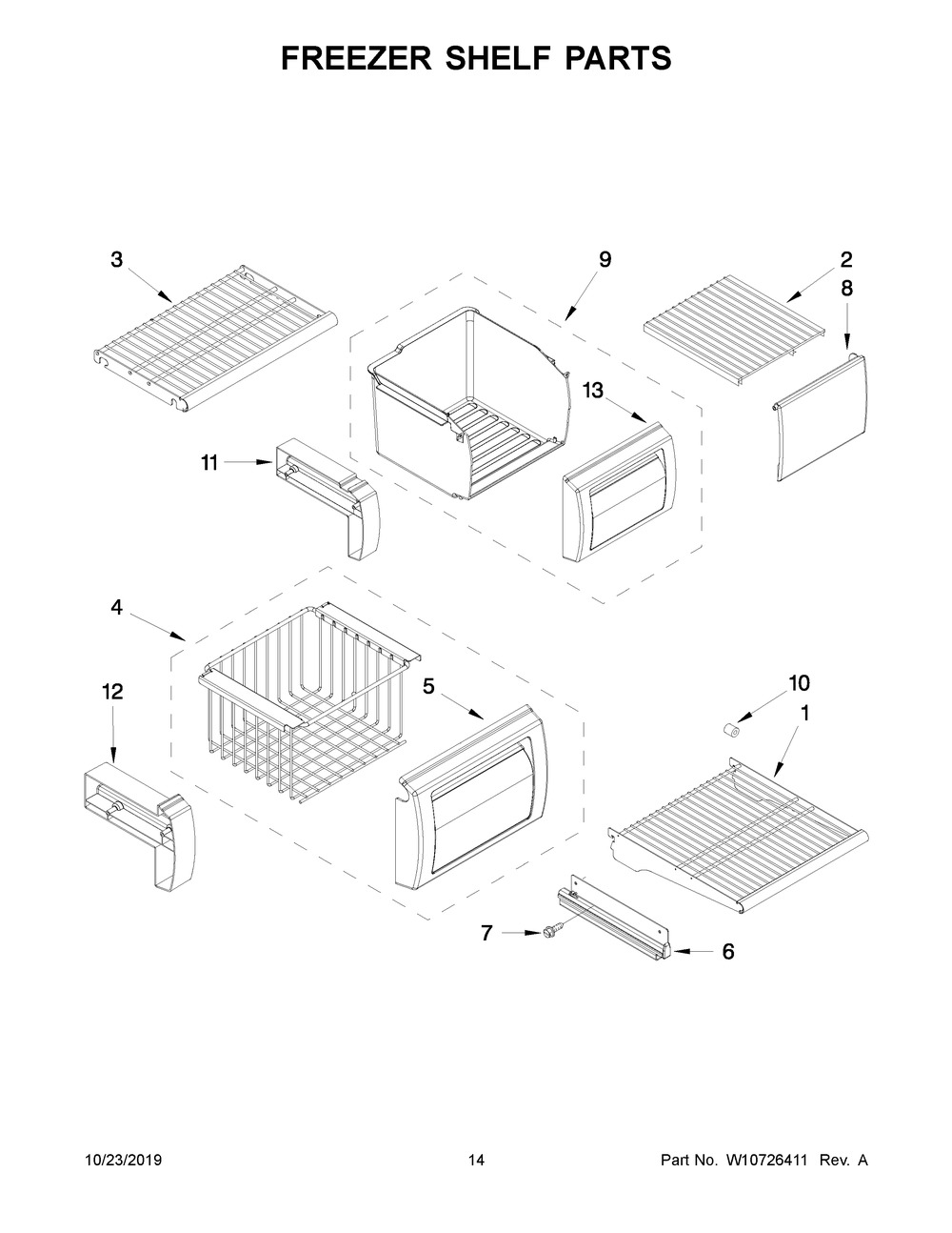 Freezer Shelf Parts Diagram and Parts List for JS48NXFXDW10  Maytag Refrigerator