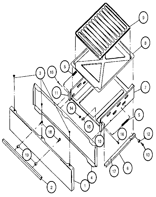 Broiler Diagram and Parts List for RLT365U  Caloric Range