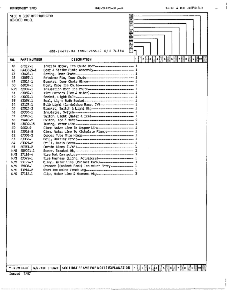 Water And Ice Dispenser Page 3 Diagram and Parts List for 24472A  Admiral Refrigerator