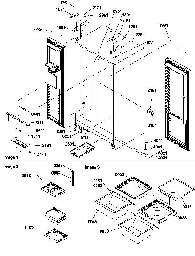 Refrigerator/freezer Lights And Hinges Diagram and Parts List for SBD522VE-P1320303WE  Amana Refrigerator