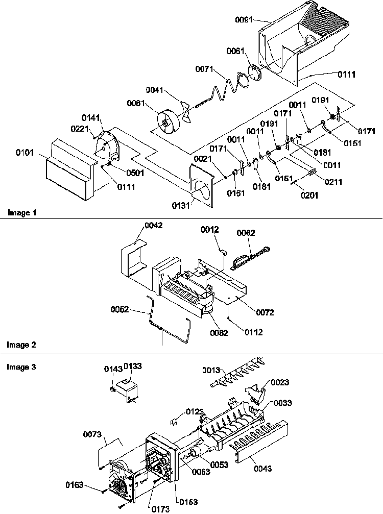 Ice Bucket Auger And Ice Maker Parts Diagram and Parts List for SBD522VE-P1320303WE  Amana Refrigerator