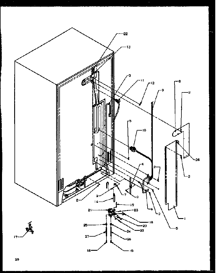 Back Unit Diagram and Parts List for SBI20NW-P1162902WW  Amana Refrigerator