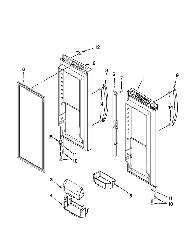 Refrigerator Door Parts Diagram and Parts List for MFF2258VEW4  Maytag Refrigerator