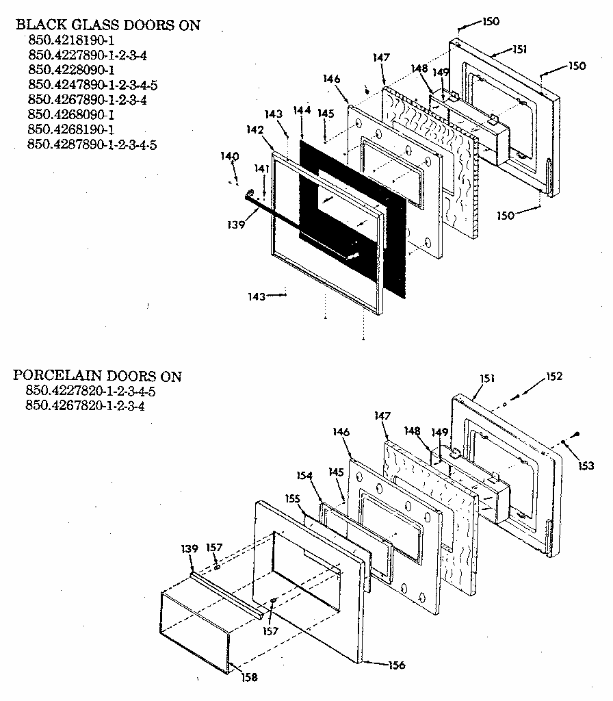 Door Assembly Diagram and Parts List for 8504287894  Kenmore Range