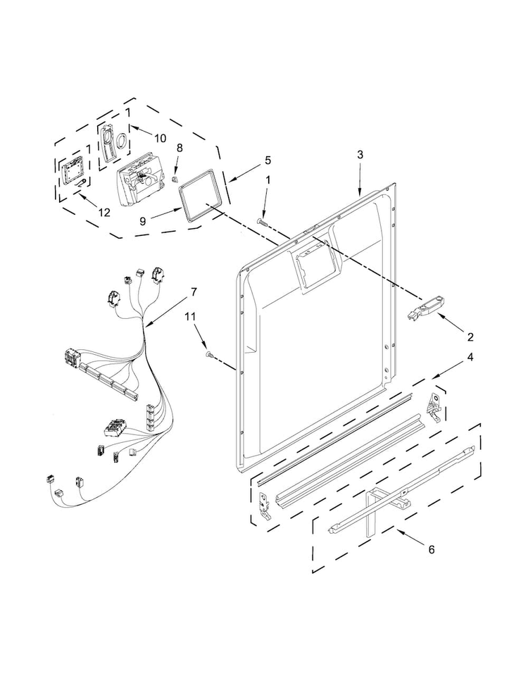 Inner Door And Latch Parts Diagram and Parts List for JDB9600CWX0  Jenn-Air Dishwasher