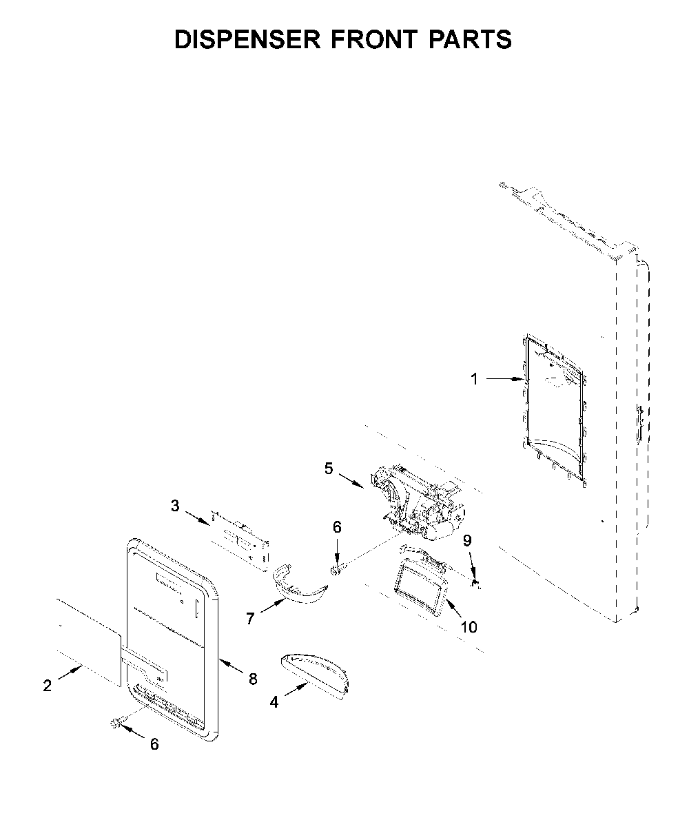 Dispenser front parts Diagram and Parts List for MFI2269FRB02  Maytag Refrigerator