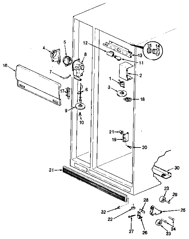 Fresh Food Compartment Diagram and Parts List for JRSD226B MBQ32A Jenn-Air Refrigerator