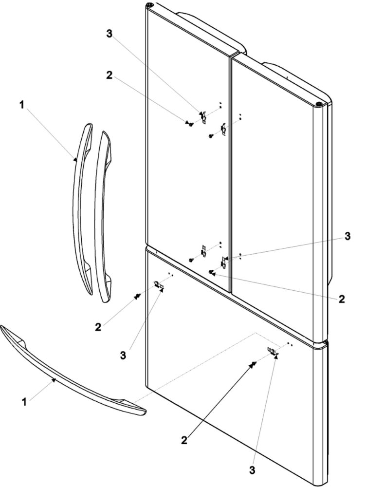 Handles And Trim Diagram and Parts List for AFD2535DEW0  Amana Refrigerator