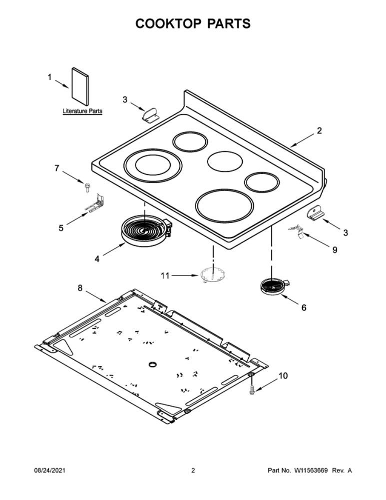 Cooktop Parts Diagram and Parts List for YMER7700LZ0  Maytag Range