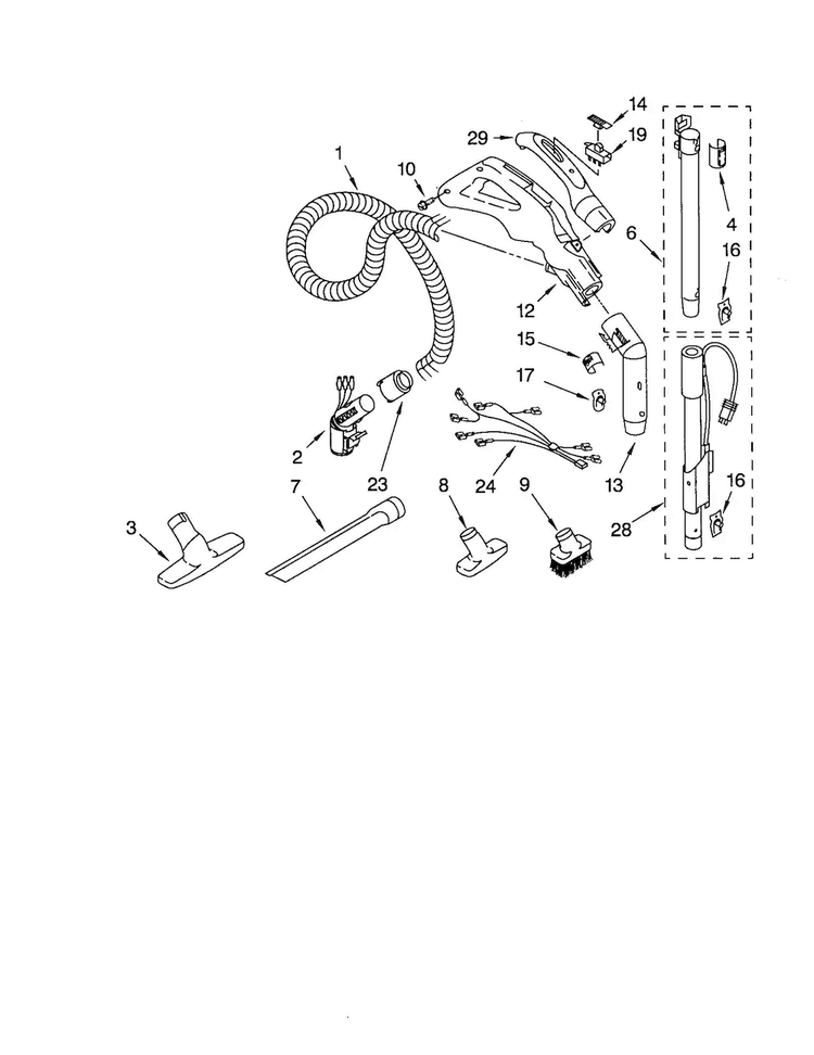 Hose And Attachments Diagram and Parts List for 11620612007  Kenmore Canister Vacuum