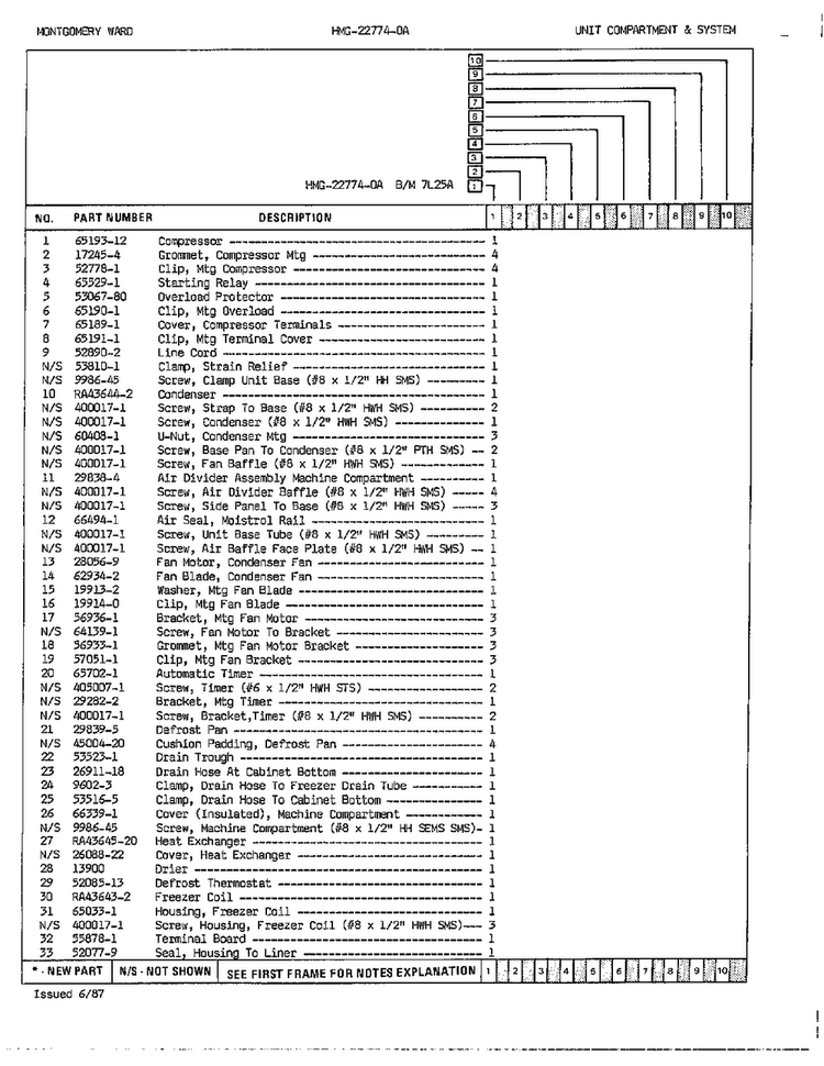 Unit Compartment And System Page 2 Diagram and Parts List for 22774A  Admiral Refrigerator