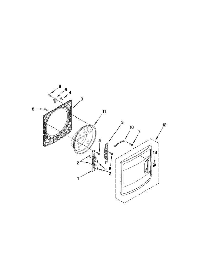 Door Parts Diagram and Parts List for 7MMHW7000YG0  Maytag Washer