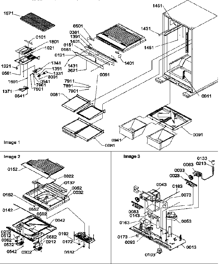 Interior Cabinet And Drain Block Assembly Diagram and Parts List for ATS518SW-P1183714WW  Amana Refrigerator