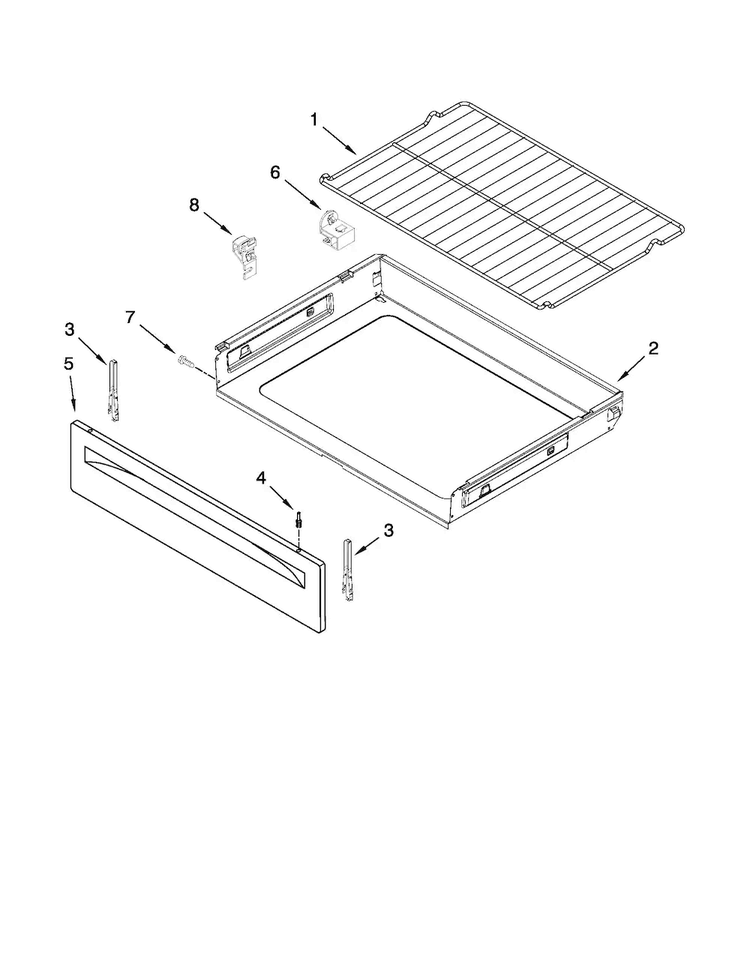 Drawer & Broiler Parts Diagram and Parts List for AER5523XAW1  Amana Range